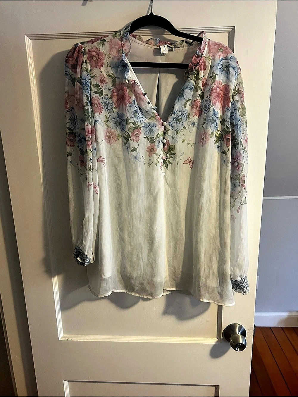 Joie Floral Blouse in White & Pink Size Small